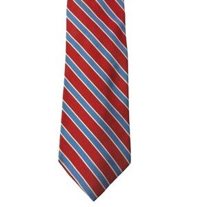New Brooks Brothers Striped Woven Silk Tie Red Blue